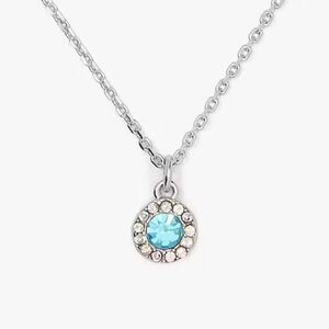 Kate Spade Aqua Silver Pave Halo Pendant Necklace New!